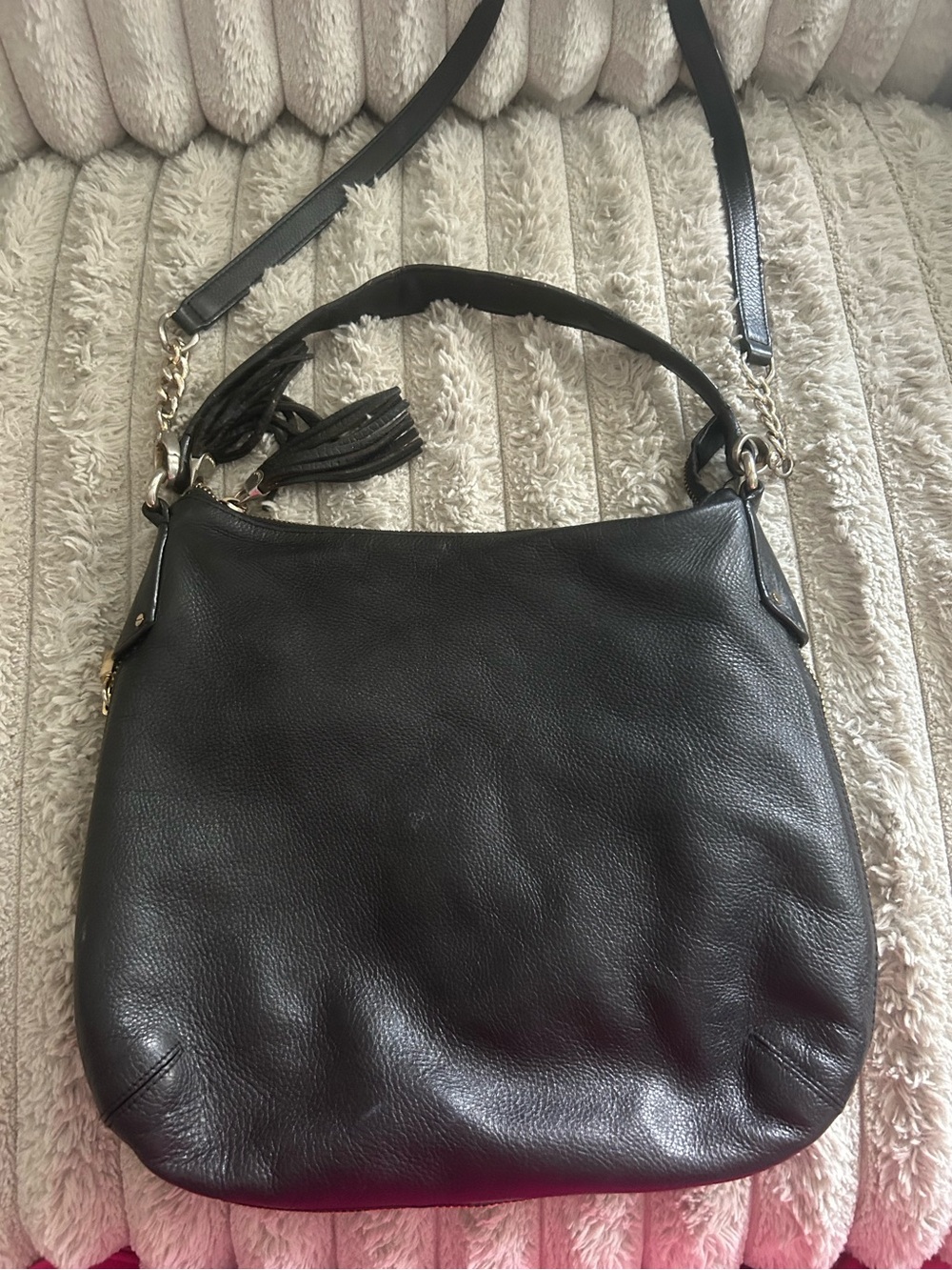 Henri Bendel Debutante Hobo Black Leather Convertible Crossbody Bag Rare